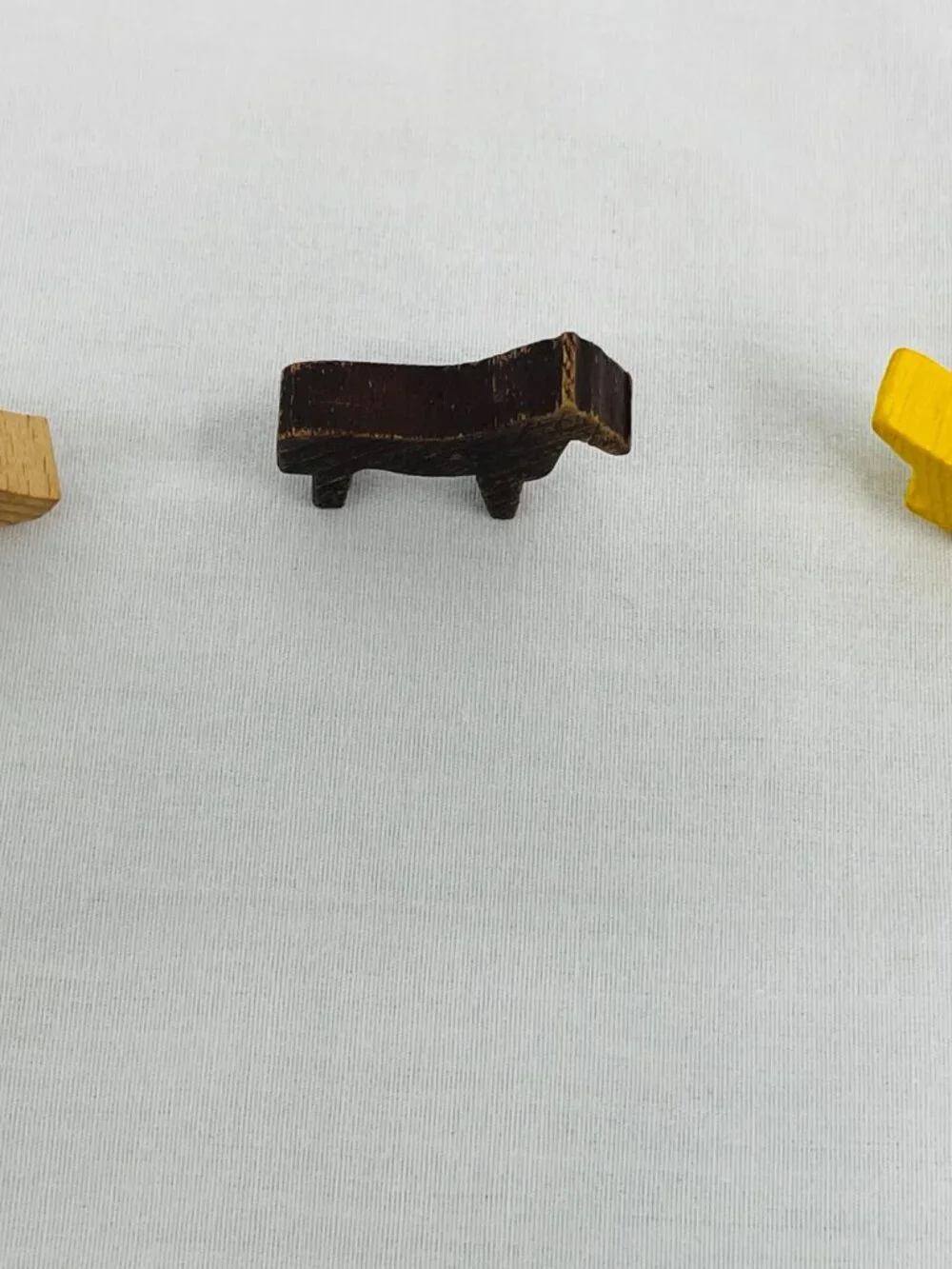 Vintage 1980s Hand Crafted Wooden Pig, Mule, Rooster Animal Block Learning Toy